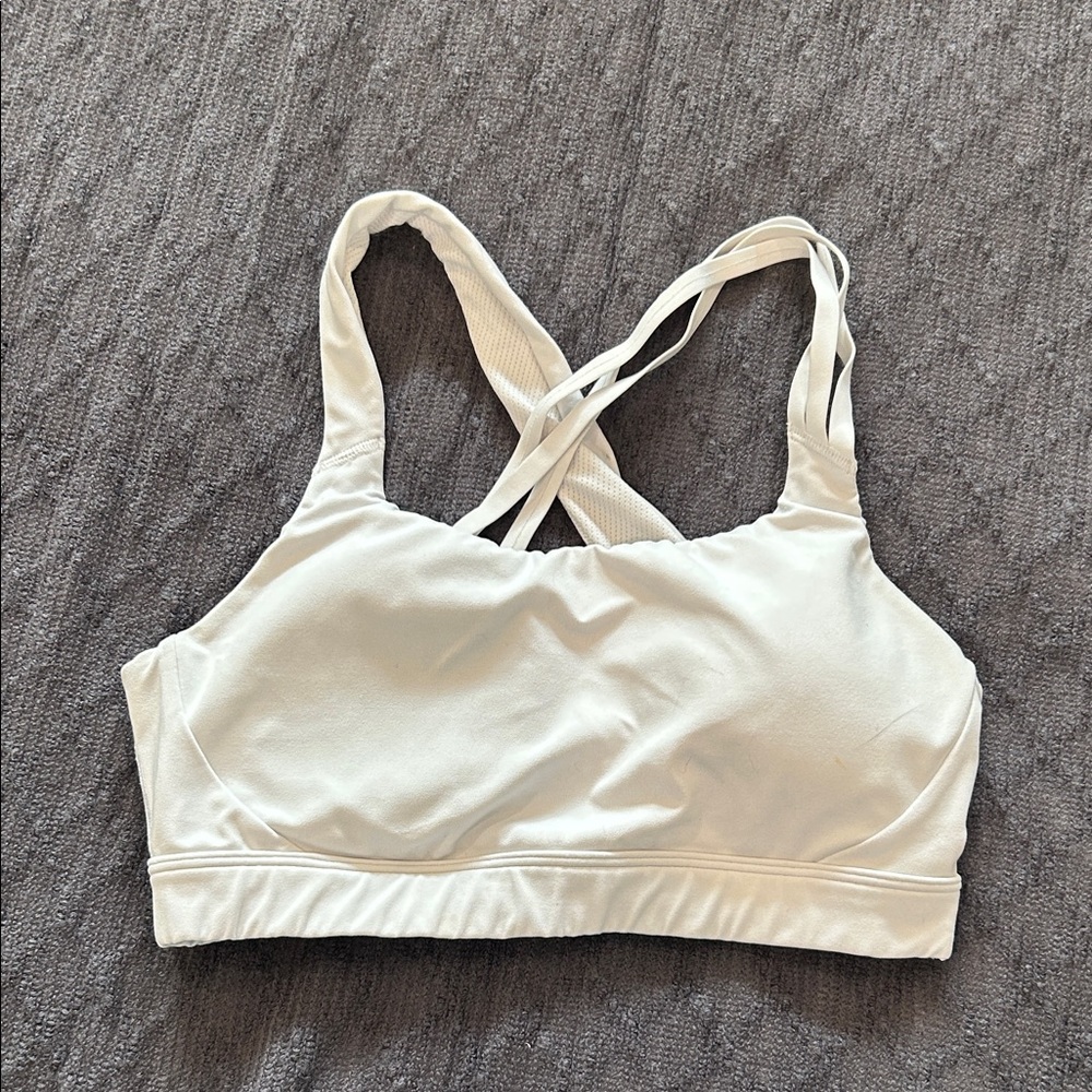 Athleta White Cross-Back Sports Bra